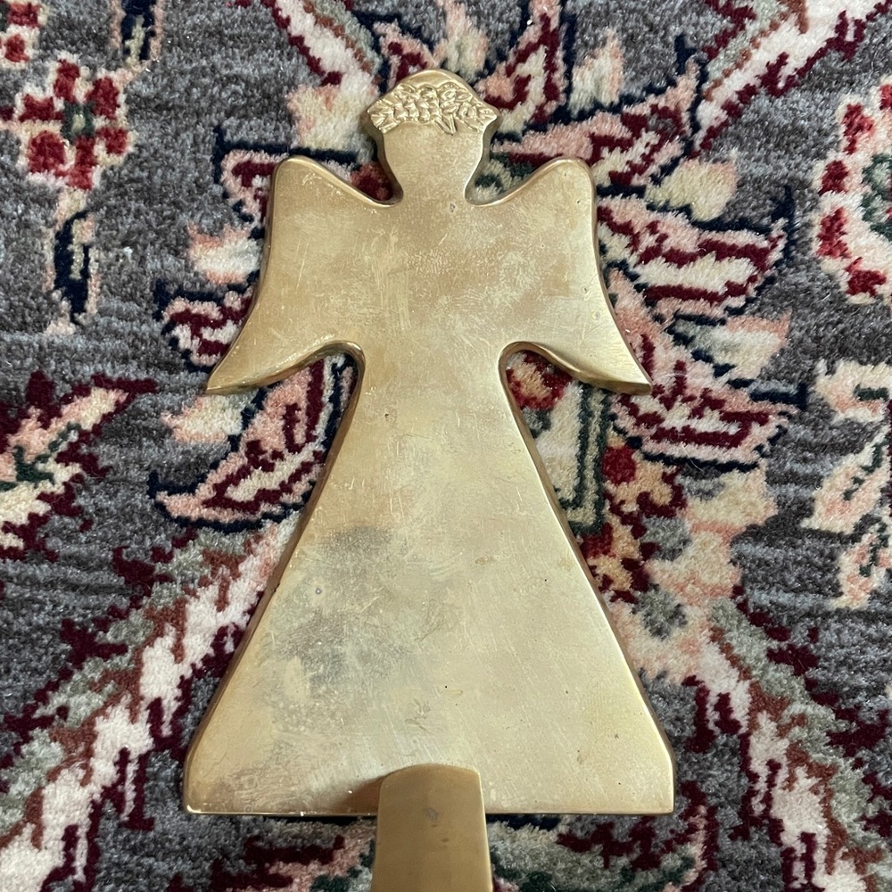 Vintage Christmas Stocking Holder Angel Solid Brass Holiday Classic Heavy 6”